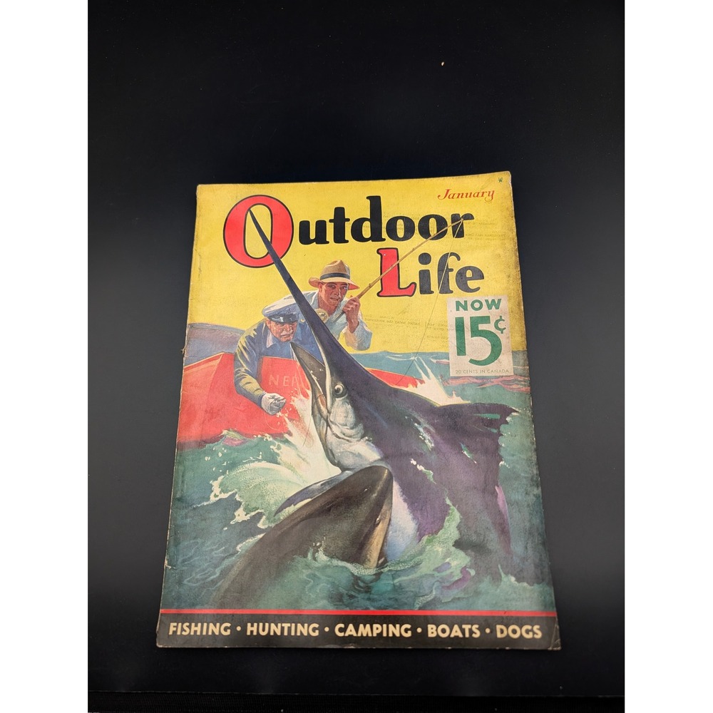 Vintage Outdoor Life Magazine January 1936 Fishing Hunting‎ Swordfish Cover - Picture 7 of 8